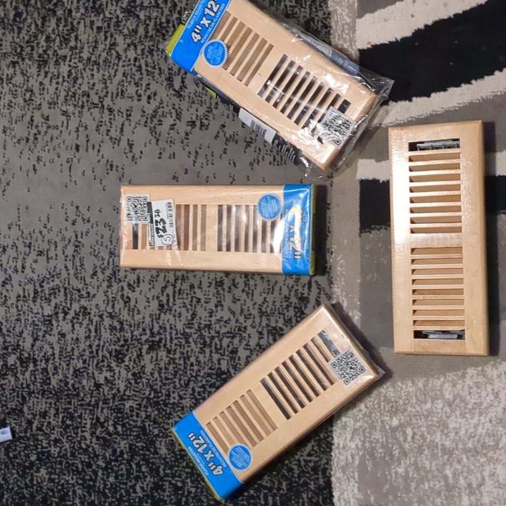 NWT 4" X 12 NATURAL MAPLE WOOD floor vents price is for all 4 of them